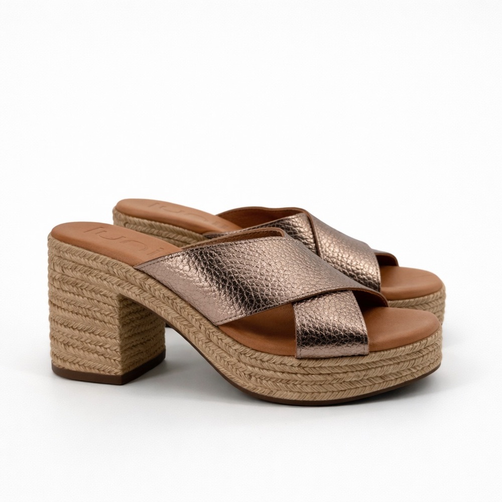 Lunita Metallic Heeled Sandals Leather Size EU 39 (US8-8.5) Spain